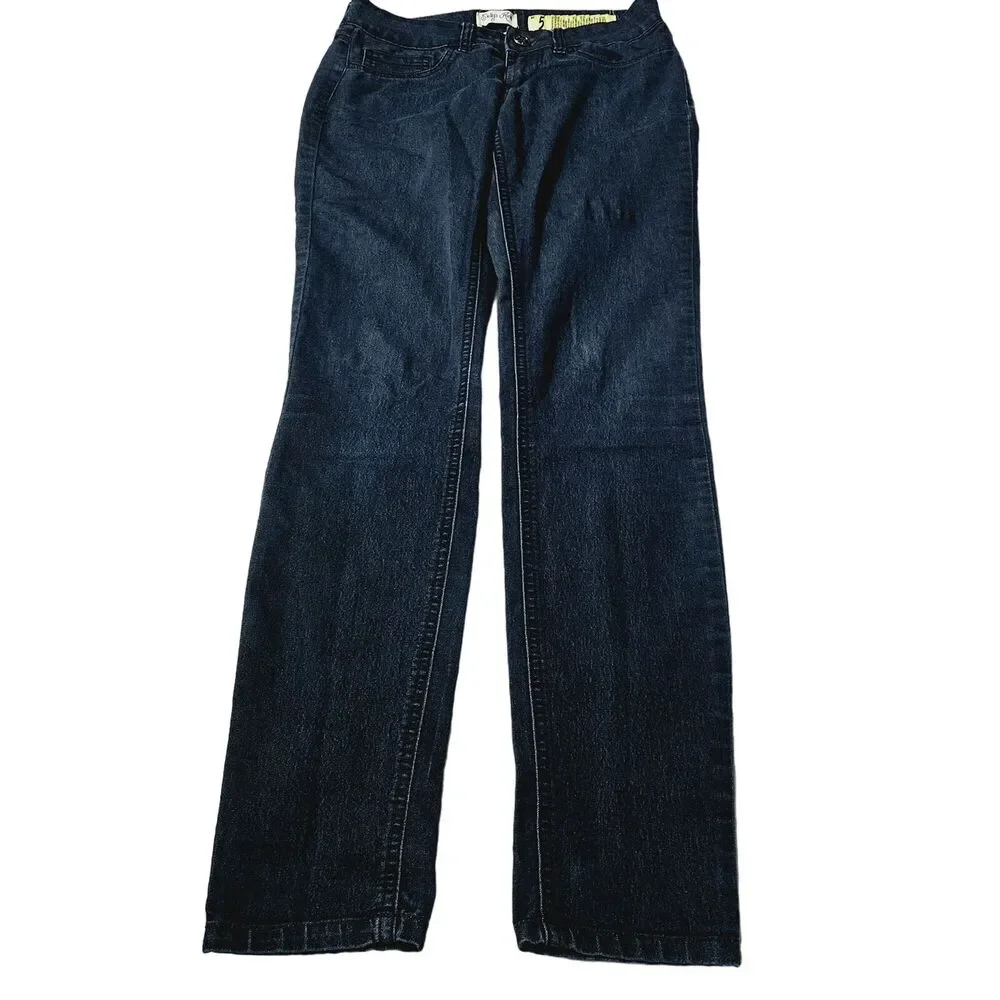 Indigo Rein Womens Skinny Jeans Blue Size 5 Cotton Blend Button Zip Stretch